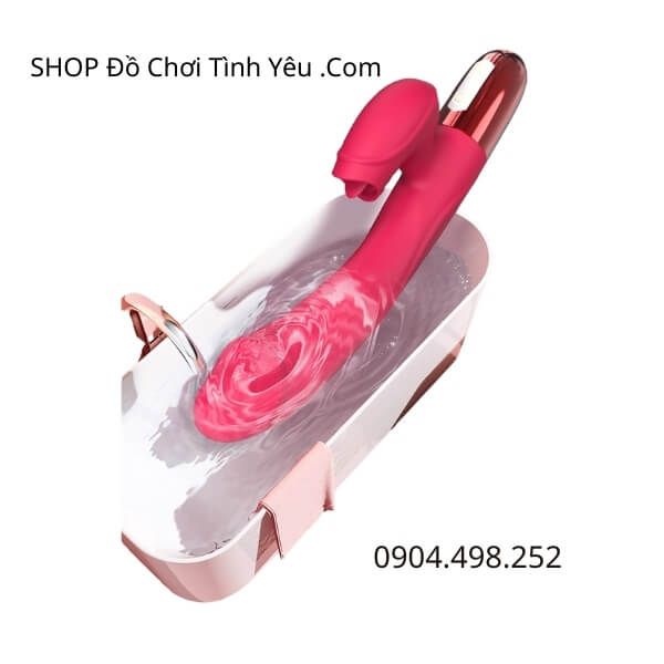 Dương Vật Giả Cầm Tay Rung Làm Ấm Kèm Đầu Lưỡi Liếm FOX V2