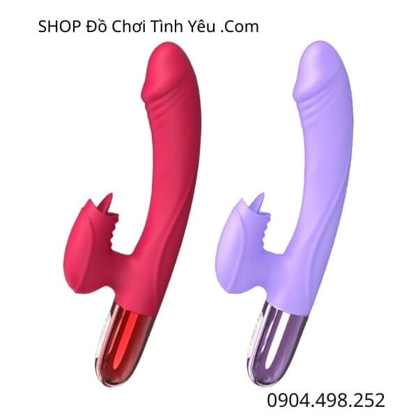 Dương Vật Giả Cầm Tay Rung Làm Ấm Kèm Đầu Lưỡi Liếm FOX V2