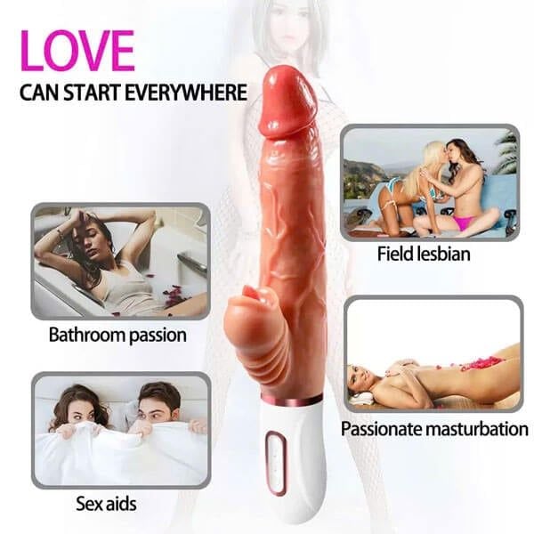 Dương vật giả cầm tay rung thụt sưởi ấm tự động lưỡi liếm