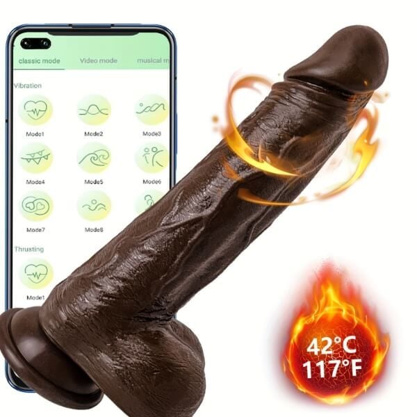 Dương Vật Giả Đen Rung Xoay Thụt Tạo Nhiệt Điều Khiển Từ Xa