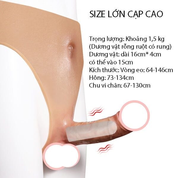 Dương vật giả liền quần silicon cạp cao rỗng ruột size lớn