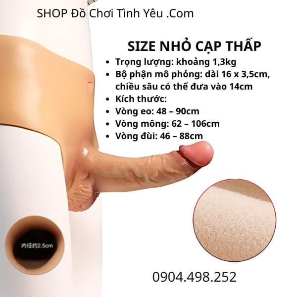 Dương Vật Giả Liền Quần Silicon Cạp Thấp Rỗng Ruột Cho Nam