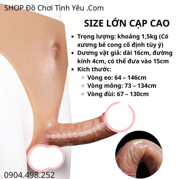 Dương Vật Giả Mặc Quần Lót Silicon Cạp Cao Đặc Ruột Size Lớn
