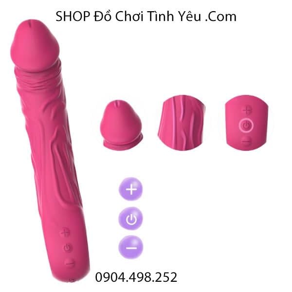 Dương Vật Giả Rung AV Tự Động 10 Chế Độ Có Gân Nổi To Đê Mê