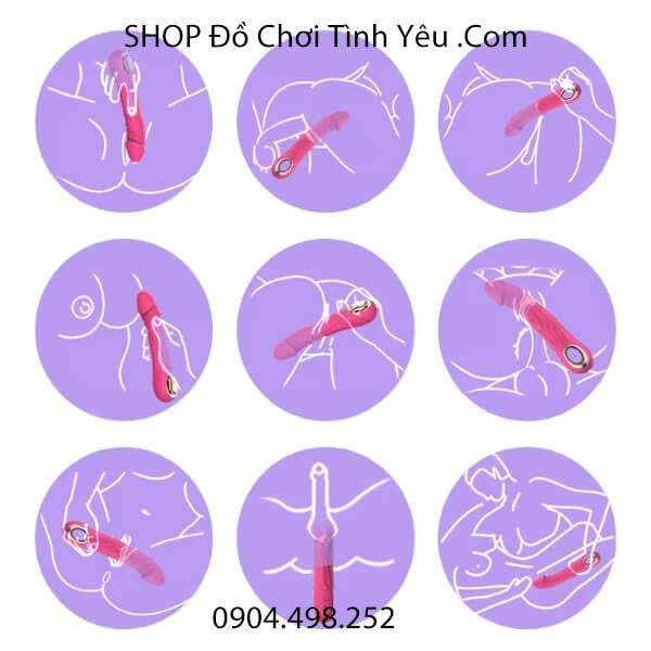 Dương Vật Giả Rung AV Tự Động 10 Chế Độ Có Gân Nổi To Đê Mê