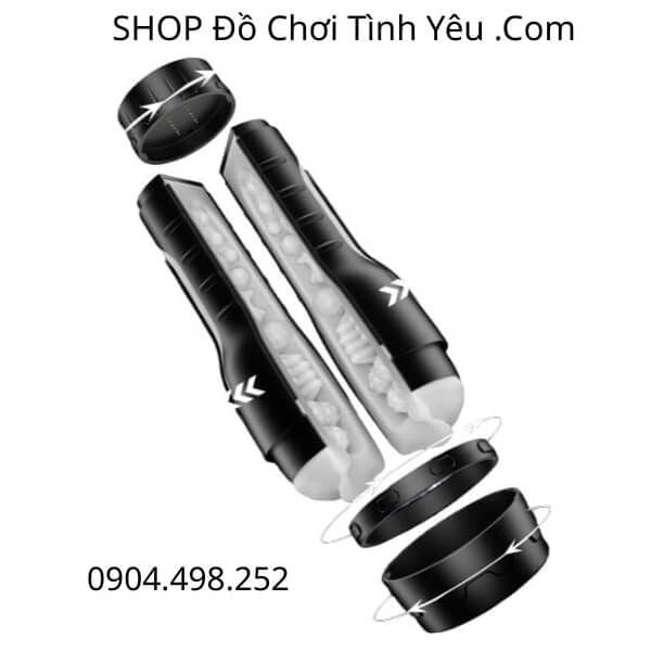 Máy Bú Mút Dương Vật Cầm Tay Có Rung Dạng Đèn Pin Tách Đôi