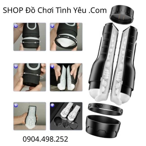 Máy Bú Mút Dương Vật Cầm Tay Có Rung Dạng Đèn Pin Tách Đôi