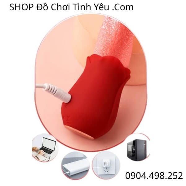 Máy Lưỡi Liếm Âm Đạo Mềm Mại Rung Massage Đá Hạt Le Cô Bé