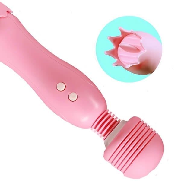 Máy Massage Cầm Tay Hai Đầu Rung Và Lưỡi Liếm Kích Thích