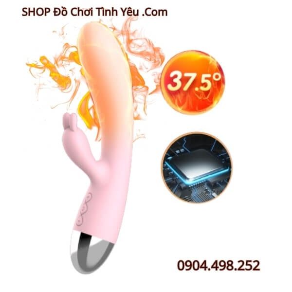 Máy Rung Kép Mạnh Tích Hợp Gia Nhiệt Kèm Đầu Tai Thỏ LETEN