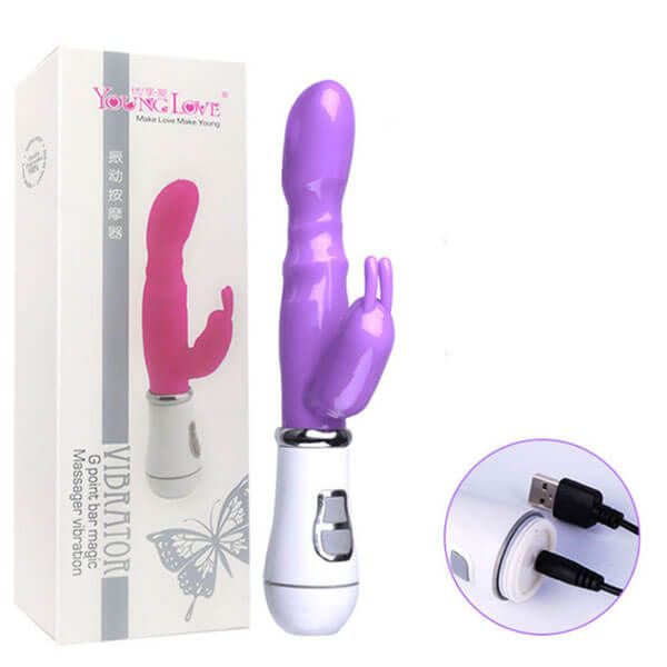 Máy rung massage điểm G cầm tay nhánh phụ tai thỏ