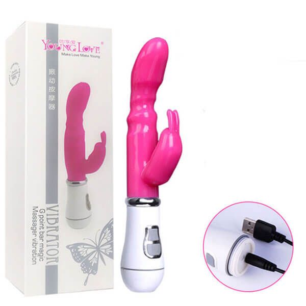 Máy rung massage điểm G cầm tay nhánh phụ tai thỏ