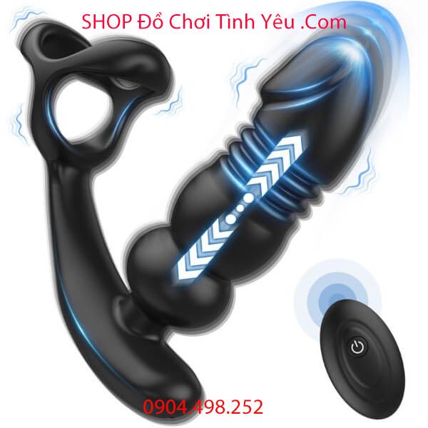 Máy Rung Thụt Hậu Môn Kèm Vòng Đeo Tinh Hoàn Điều Khiển Từ Xa