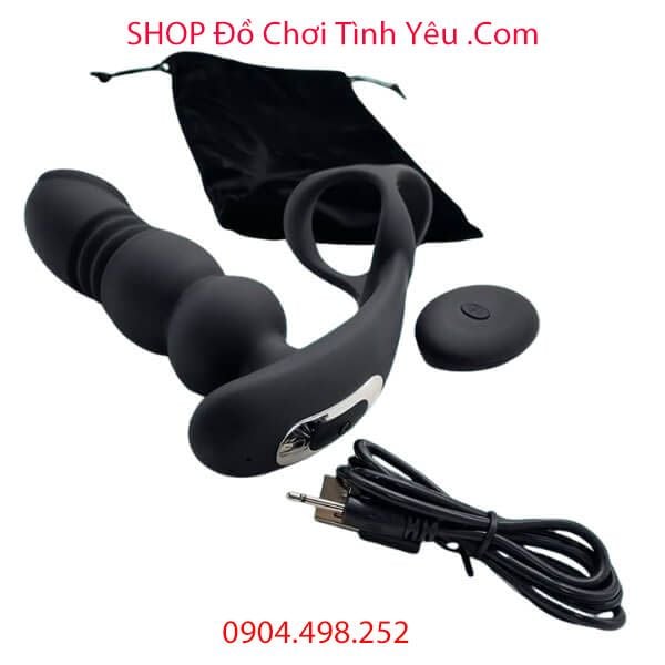 Máy Rung Thụt Hậu Môn Kèm Vòng Đeo Tinh Hoàn Điều Khiển Từ Xa