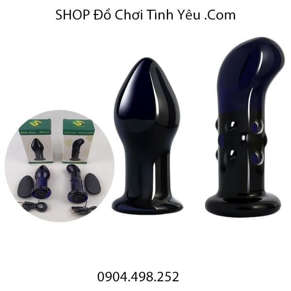 Nút Rung Cắm Hậu Môn Bằng Thủy Tinh Có Điều Khiển Không Dây