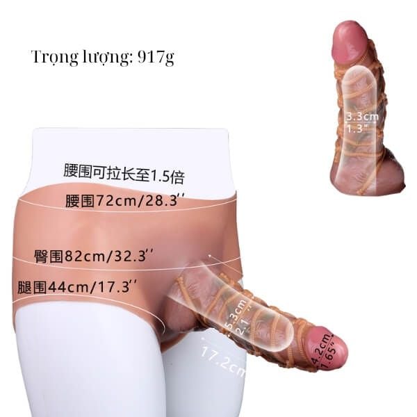 Quần Nối Liền Dương Vật Giả Rỗng Ruột Có Gân Dây Quanh Thân