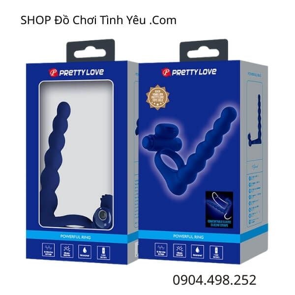 Vòng Rung Đeo Dương Vật Kèm Que Hạt Nhét Hậu Môn PRETTY LOVE
