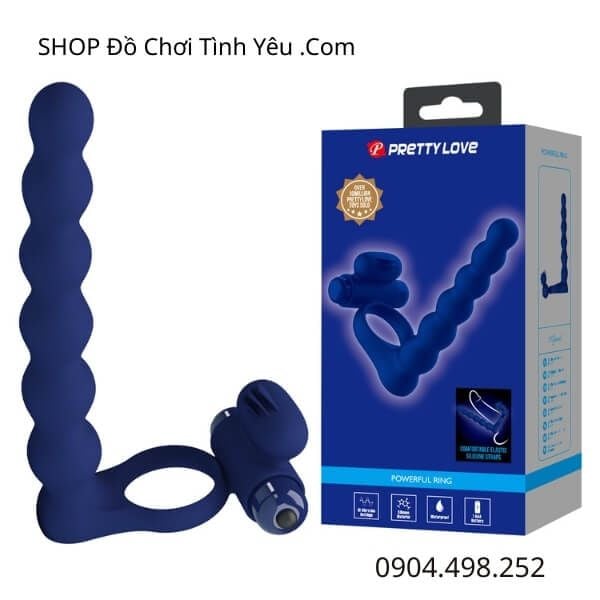 Vòng Rung Đeo Dương Vật Kèm Que Hạt Nhét Hậu Môn PRETTY LOVE
