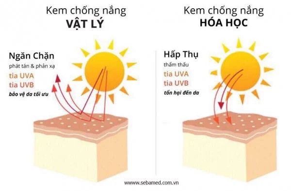 Phân biệt kem chống nắng vật lý và kem chống nắng hóa học