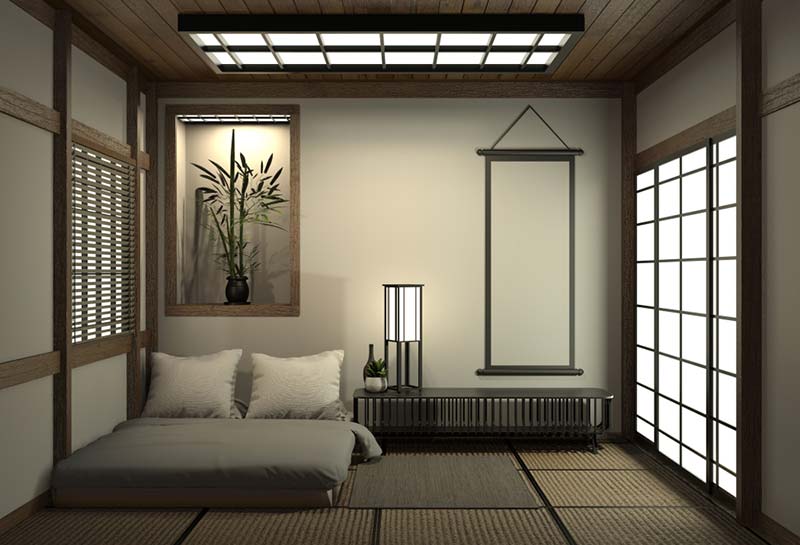 Thảm Tatami là vật dụng không thể thiếu trong phòng ngủ phong cách Nhật