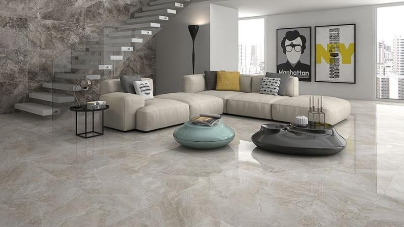 Phòng khách trở nên sang trọng khi sử dụng mẫu gạch granite