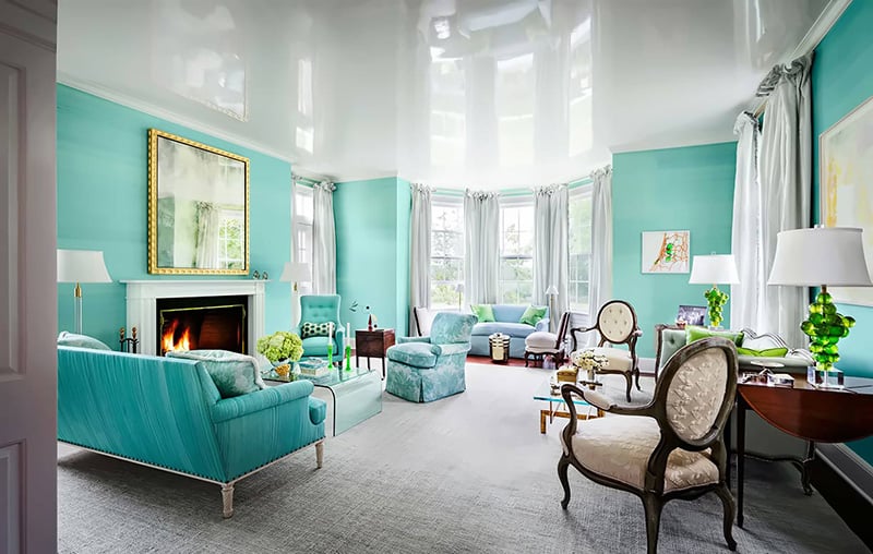 Nền xanh ngọc tươi sáng cho không gian nội thất Bán cổ điển