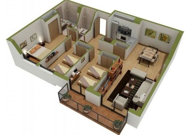 thiết kế nội thất chung cư 3 phòng ngủ 6