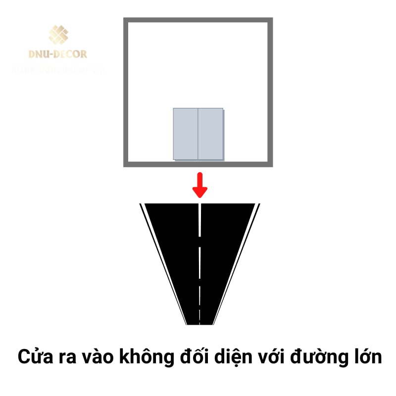 Cửa ra vào không đối diện với đường lớn