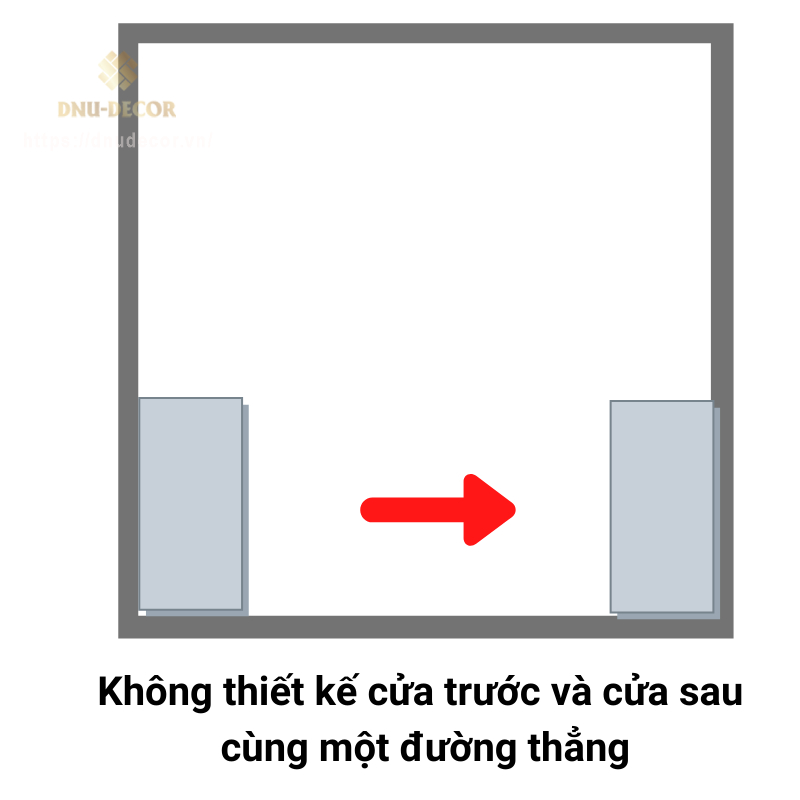 Cửa trước và sau không nên thẳng nhau