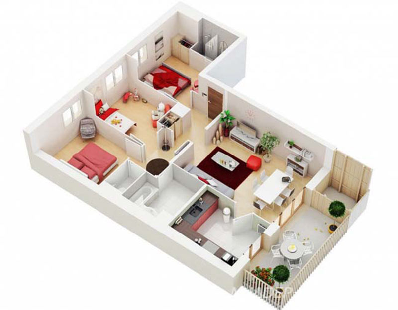 mẫu căn hộ 3 phòng ngủ hiện đại 2