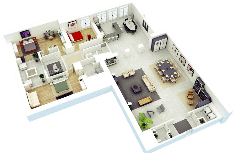 mẫu căn hộ chung cư 3 phòng ngủ 3