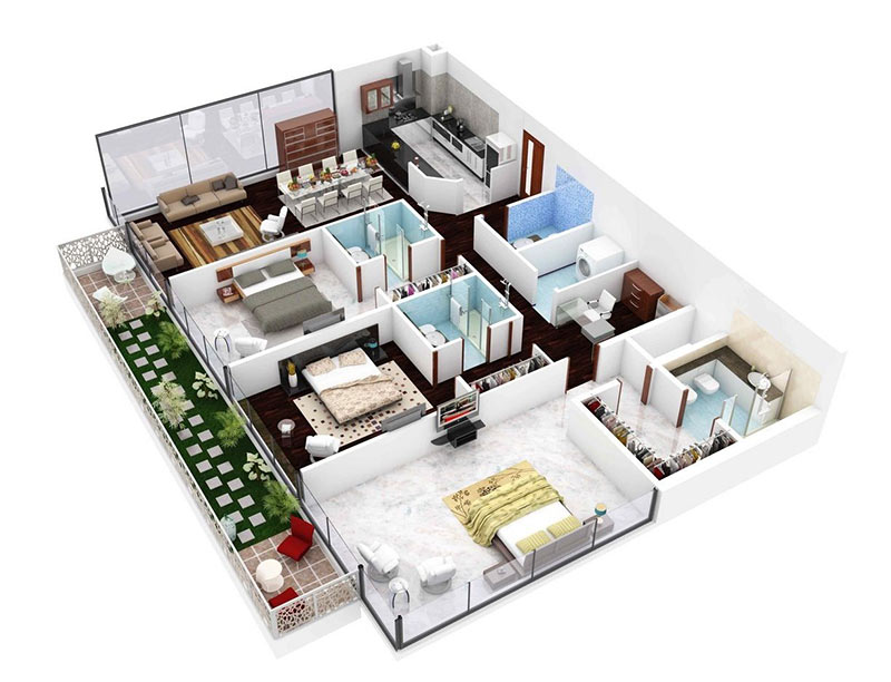 mẫu căn hộ chung cư 3 phòng ngủ