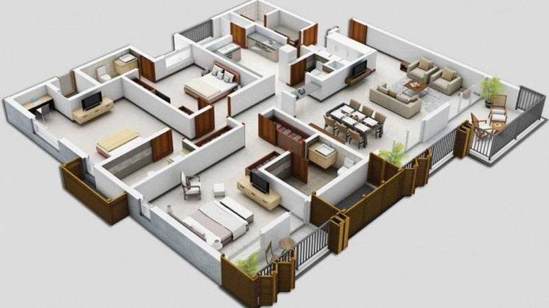 mẫu thiết kế nội thất chung cư 3 phòng ngủ hiện đại