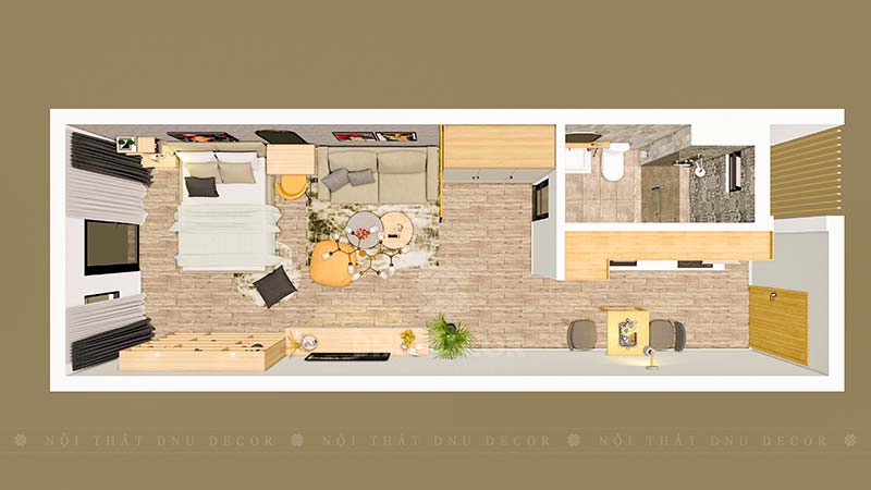 mẫu thiết kế thi công nội thất chung cư 1 phòng ngủ