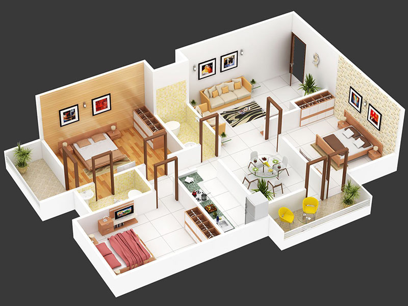 thiết kế nhà chung cư 3 phòng ngủ