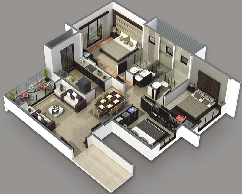 thiết kế nội thất chung cư 3 phòng ngủ 5