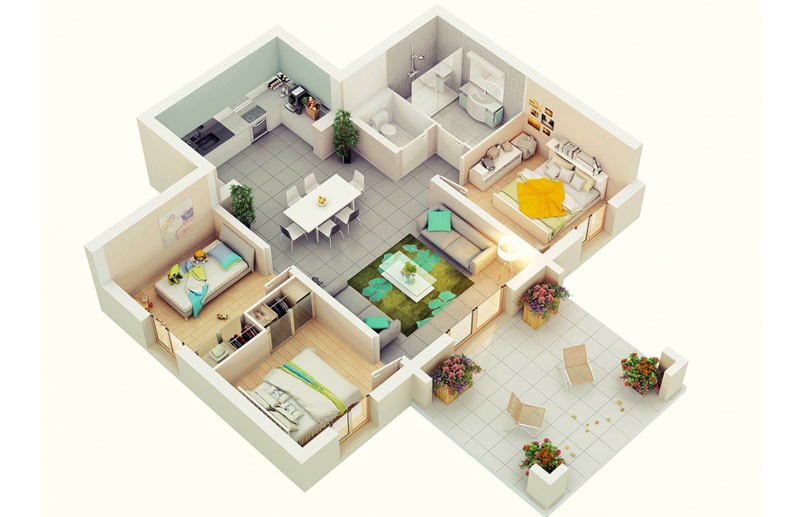 thiết kế nội thất chung cư 3 phòng ngủ 6