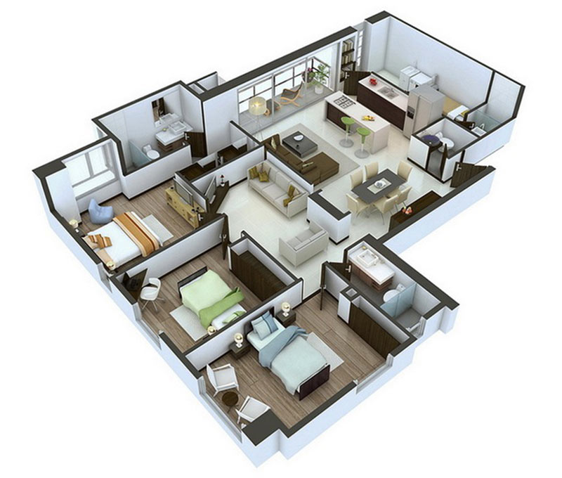 thiết kế nội thất chung cư 3 phòng ngủ hiện đại
