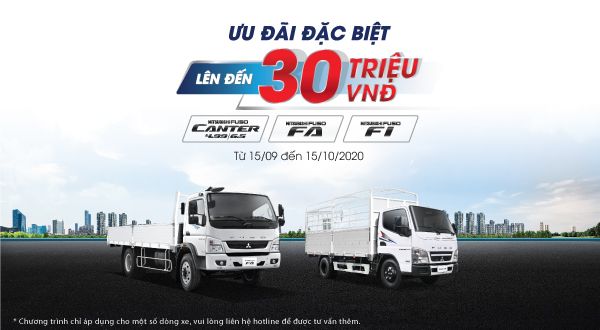 THACO ƯU ĐÃI GIÁ BÁN LÊN ĐẾN 30 TRIỆU ĐỒNG CHO CÁC DÒNG XE MITSUBISHI FUSO