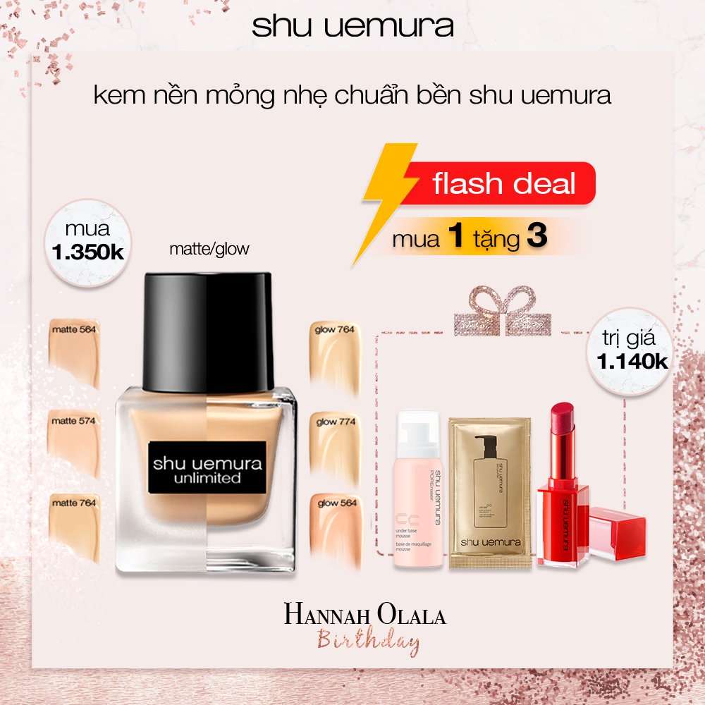 [hannah] flash deal -kem nền giàu dưỡng chất unlimited glow