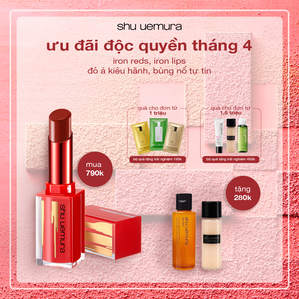 [phiên bản giới hạn Tết] son dưỡng bóng shu uemura iron reds  rouge unlimited matte lipstick