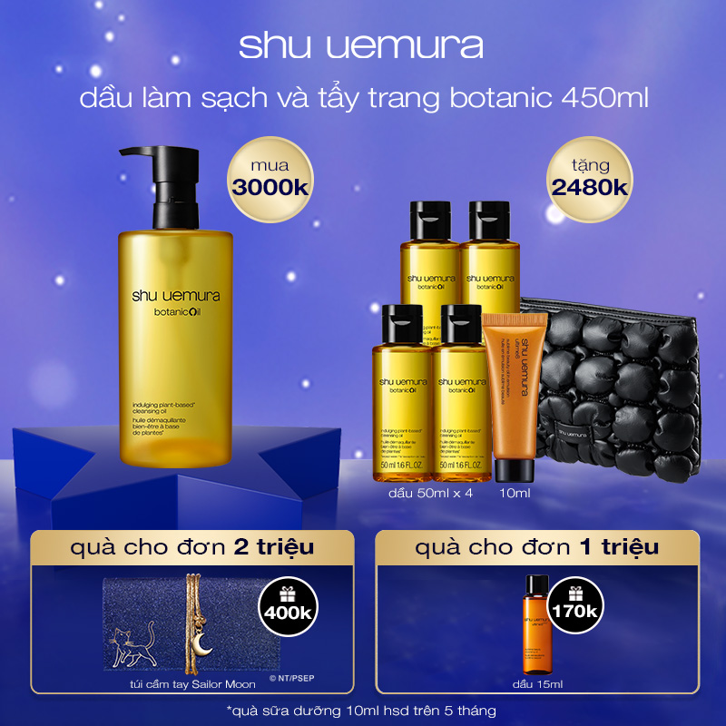 [sm] dầu làm sạch và tẩy trang cao cấp shu uemura botanicoil 450ml