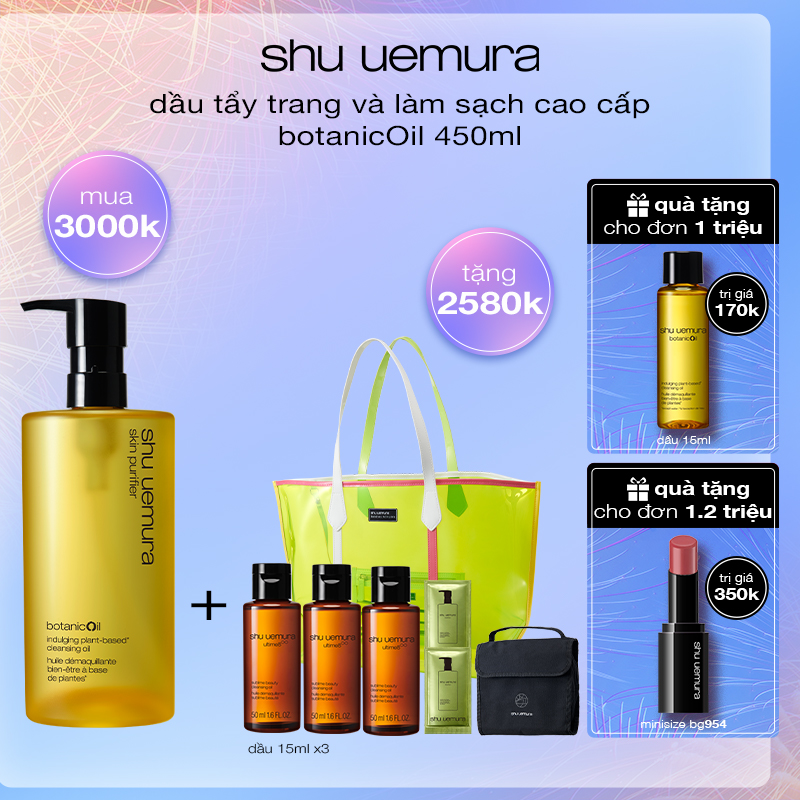 bộ dầu làm sạch và tẩy trang cao cấp shu uemura botanicoil 450ml