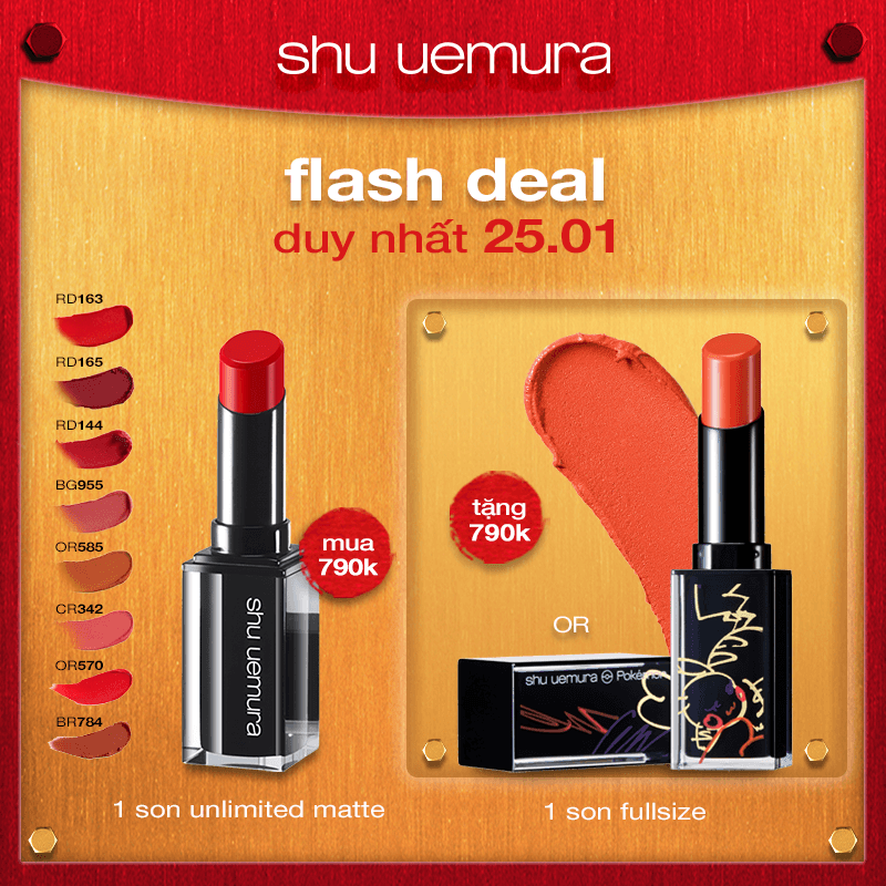 FLASH DEAL 2: mua son rouge unlimited matte tặng son pikashu