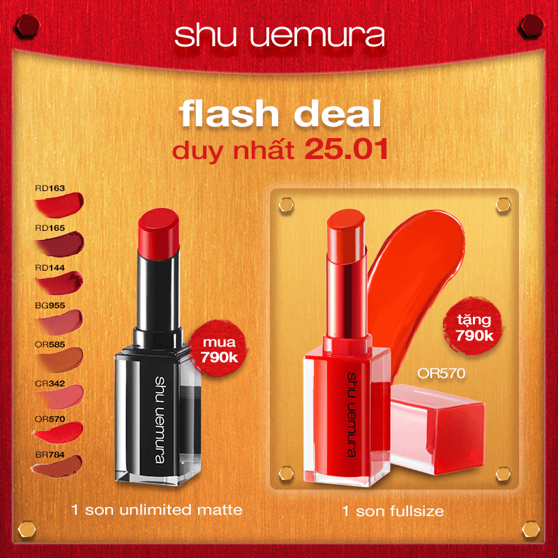FLASH DEAL 4: mua son rouge unlimited matte tặng son flaming red or 570