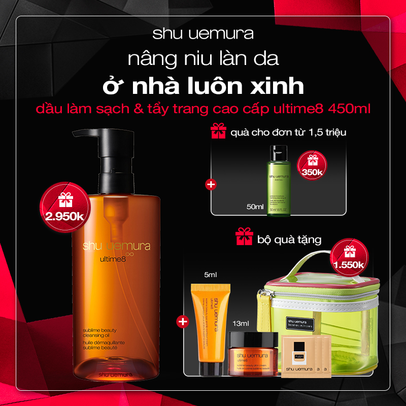 set dầu làm sạch và tẩy trang cao cấp ultime8 450ml