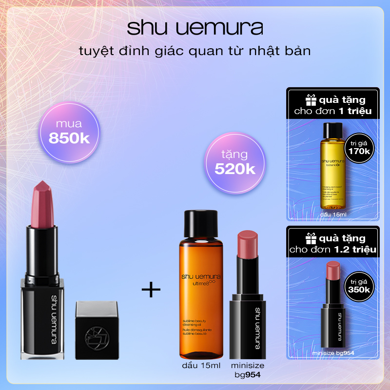 bộ son lì có dưỡng shu uemura rouge unlimited kinu satin