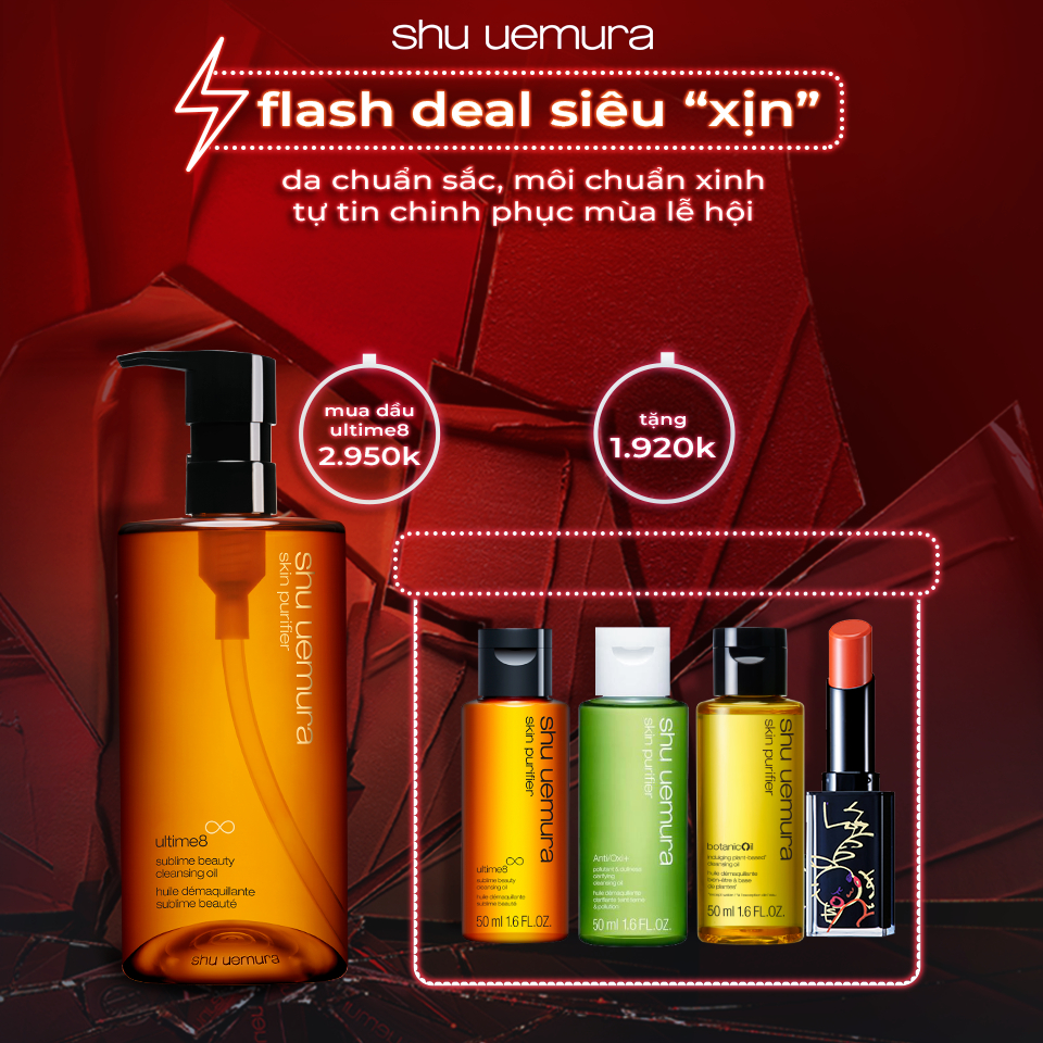 flash deal: dầu làm sạch và tẩy trang cao cấp shu uemura ultime8 cleansing oil 450ml