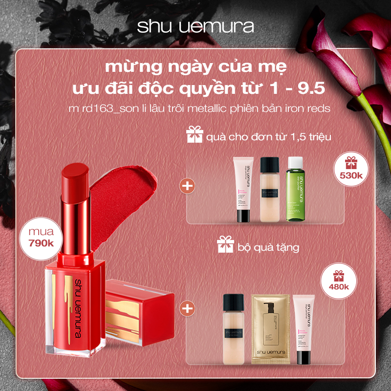 set son lì metallic shu uemura iron reds rouge unlimited matte lipstick