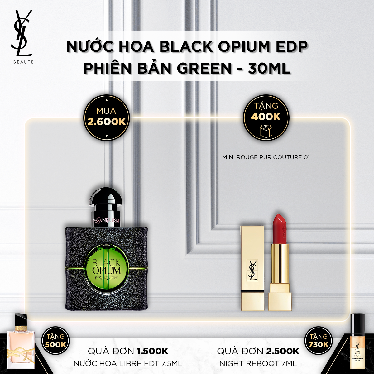 Nước Hoa Gợi Cảm Black Opium EDP phiên bản GREEN 30ml